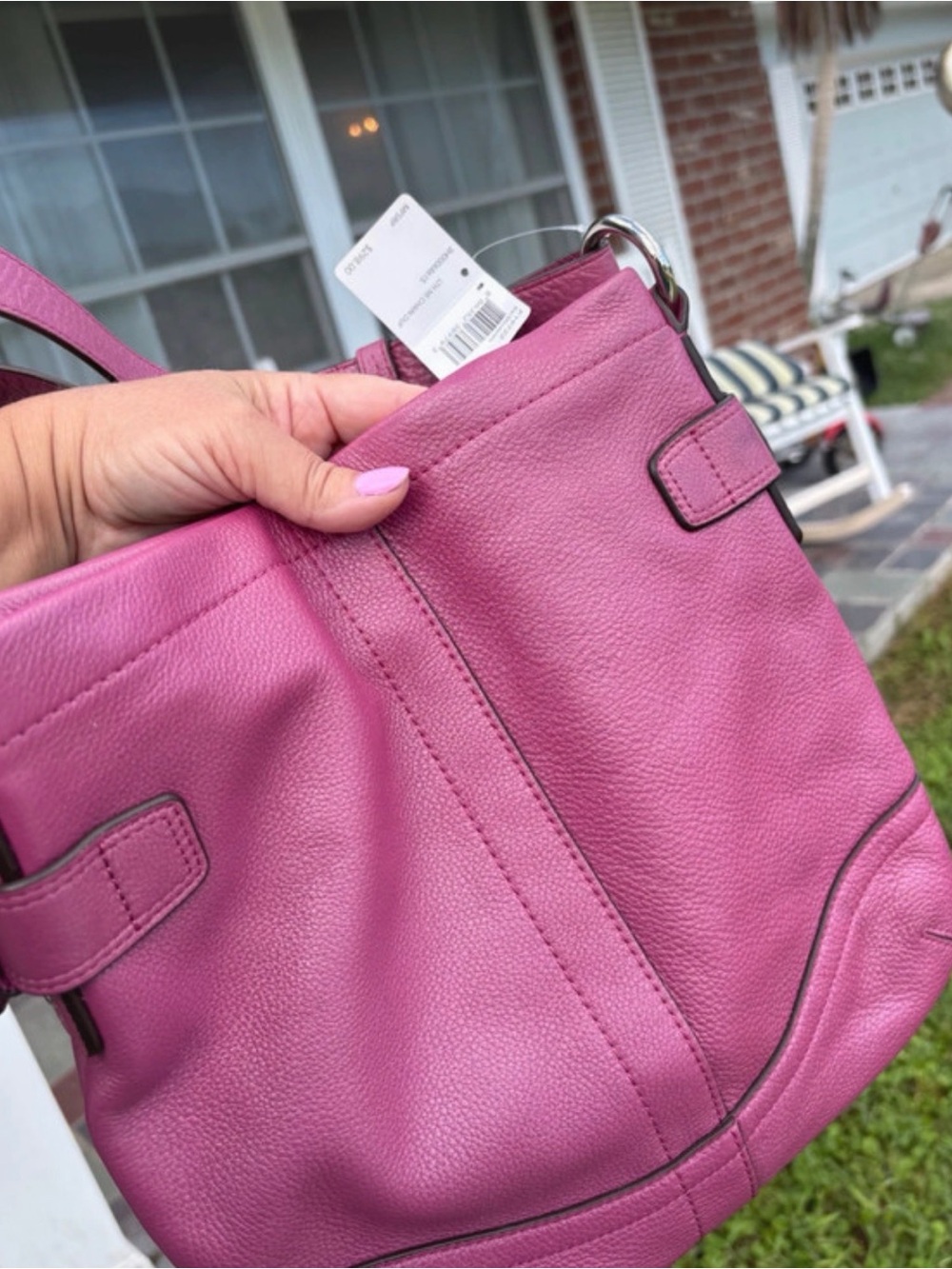 NWT Coach Blossom Shimmery/Metallic Pink Leather Chain-Accent Shoulder Bag F1972 - Picture 2 of 10